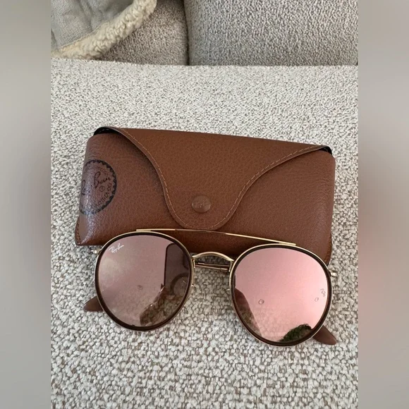 Round Double Bridge Gold & Brown sunglasses - Picture 8 of 8